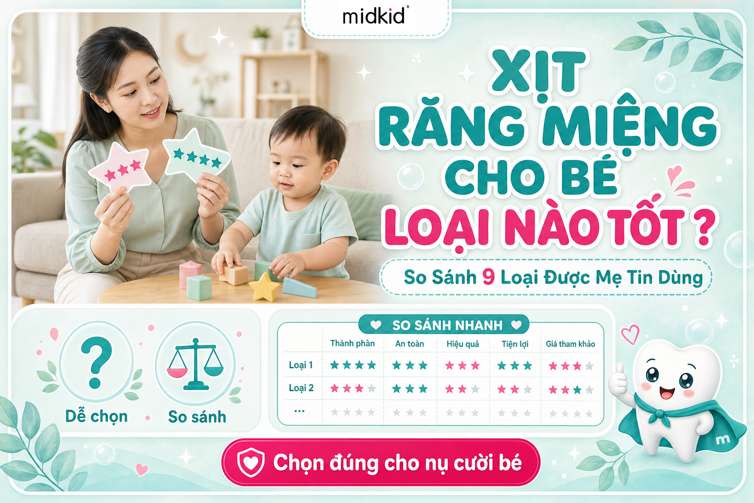 Xịt răng miệng cho bé loại nào tốt - so sánh 9 loại được mẹ tin dùng