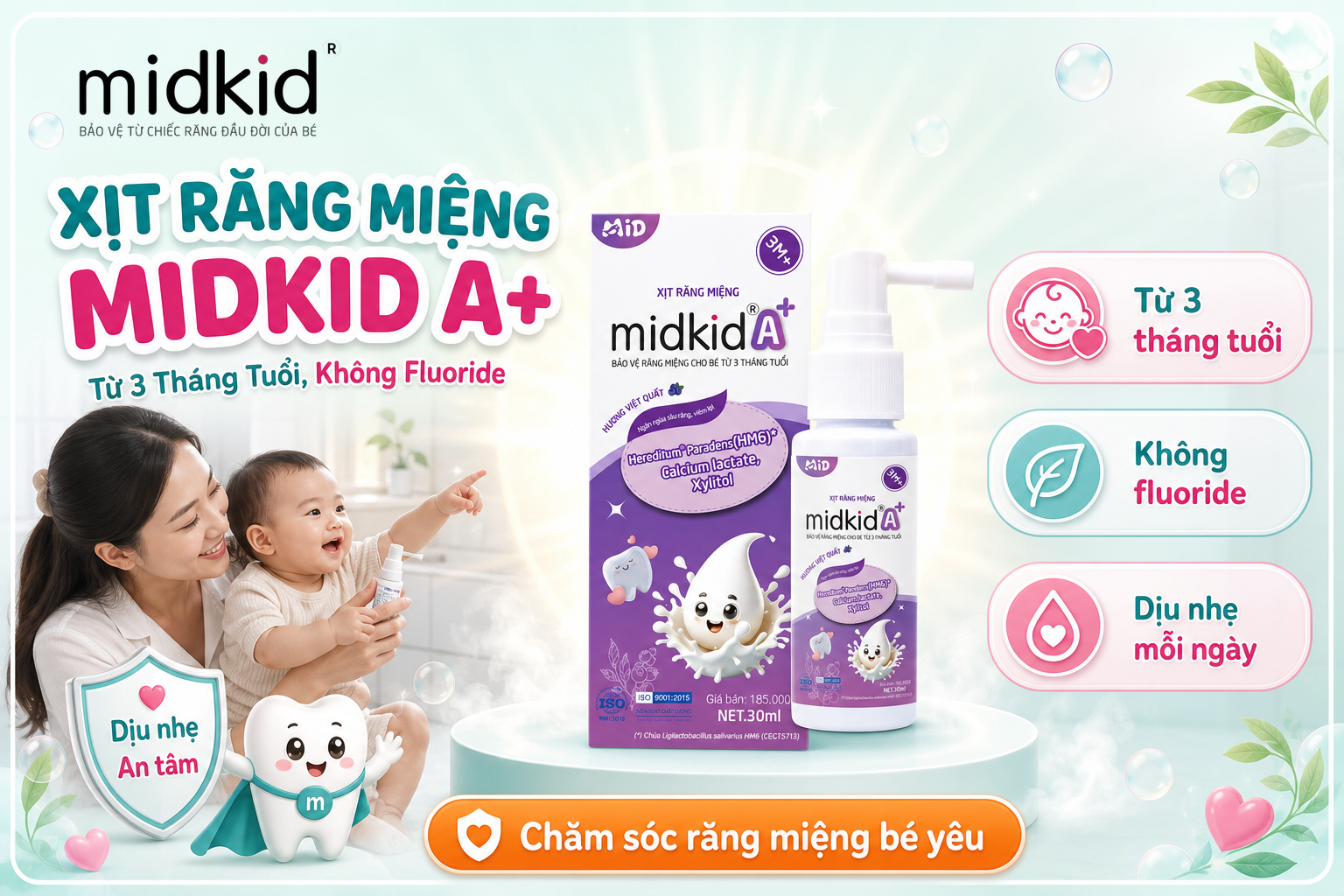 Xịt răng miệng Midkid A+ - gợi ý xịt răng miệng cho bé loại nào tốt
